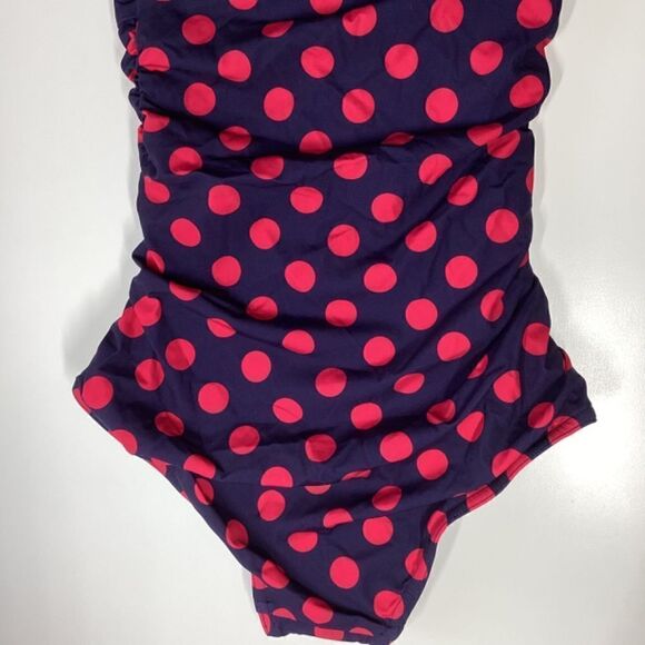 Zimmerman Ruched polka dot bandeau swimsuit Red & Navy blue NWT Size 2 - Picture 10 of 12